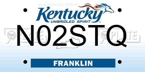 N02STQ Kentucky License Plate