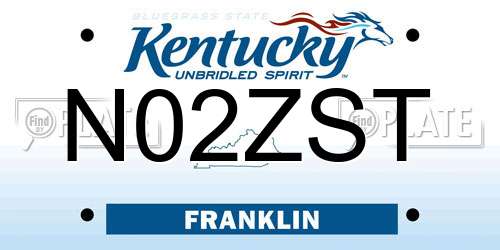 N02ZST Kentucky License Plate