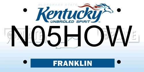 N05HOW Kentucky License Plate
