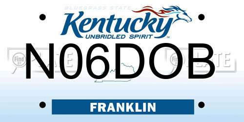 N06DOB Kentucky License Plate