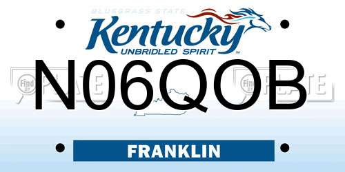 N06QOB Kentucky License Plate