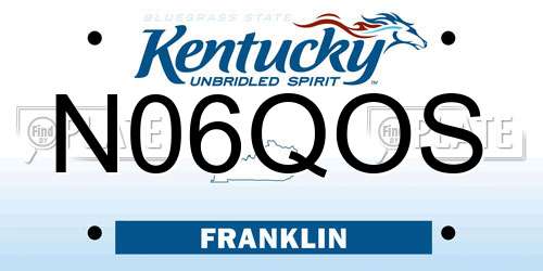 N06QOS Kentucky License Plate