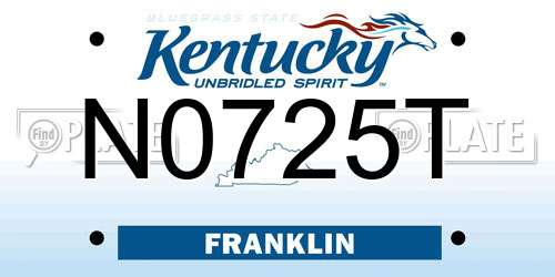 N0725T Kentucky License Plate