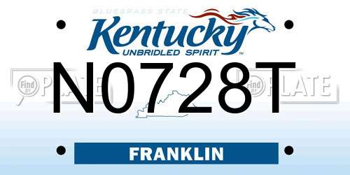 N0728T Kentucky License Plate
