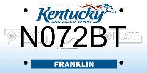 N072BT Kentucky License Plate