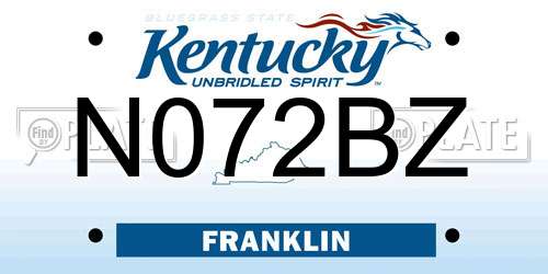 N072BZ Kentucky License Plate