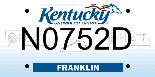 N0752D Kentucky License Plate