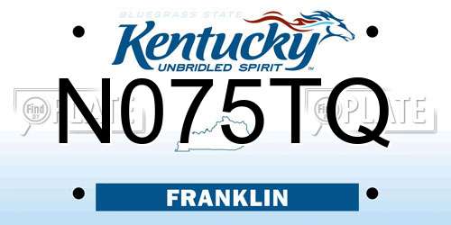 N075TQ Kentucky License Plate
