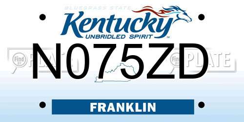 N075ZD Kentucky License Plate