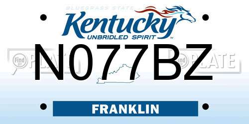 N077BZ Kentucky License Plate