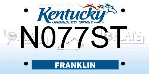 N077ST Kentucky License Plate