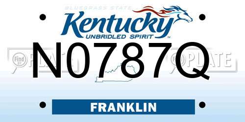 N0787Q Kentucky License Plate