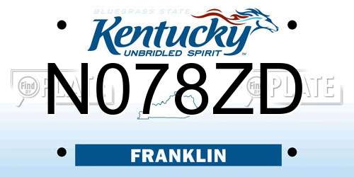 N078ZD Kentucky License Plate