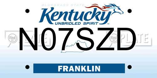 N07SZD Kentucky License Plate