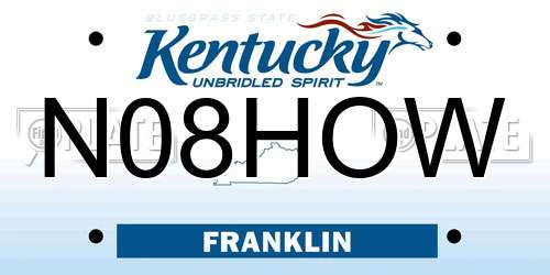 N08HOW Kentucky License Plate