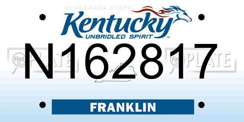 N162817 Kentucky License Plate