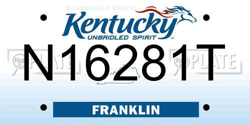 N16281T Kentucky License Plate