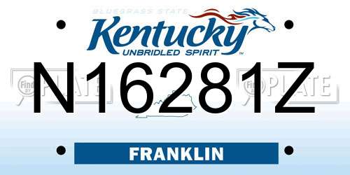 N16281Z Kentucky License Plate