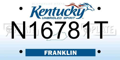 N16781T Kentucky License Plate
