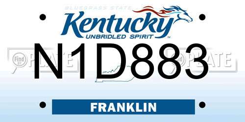N1D883 Kentucky License Plate