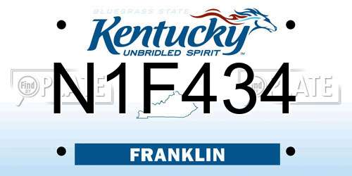 N1F434 Kentucky License Plate