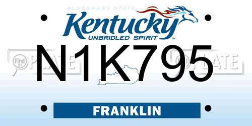 N1K795 Kentucky License Plate