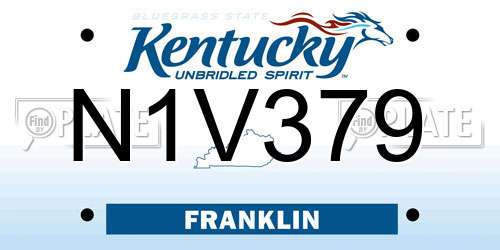 N1V379 Kentucky License Plate