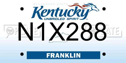 N1X288 Kentucky License Plate