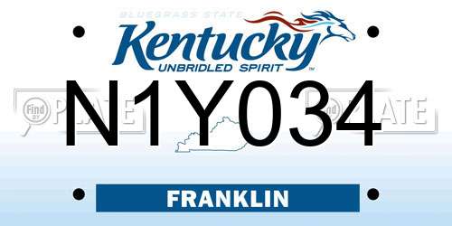 N1Y034 Kentucky License Plate