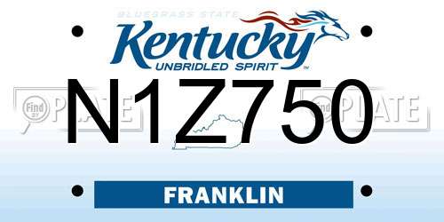 N1Z750 Kentucky License Plate