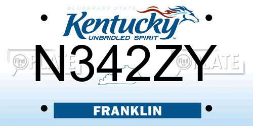N342ZY Kentucky License Plate