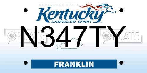 N347TY Kentucky License Plate