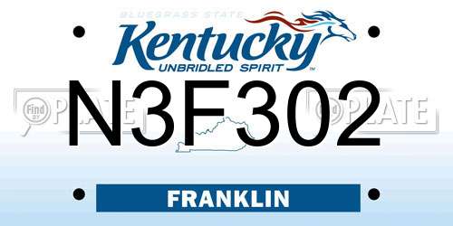 N3F302 Kentucky License Plate