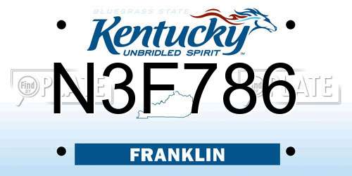 N3F786 Kentucky License Plate