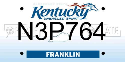 N3P764 Kentucky License Plate
