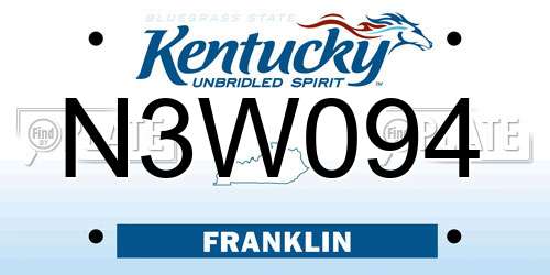N3W094 Kentucky License Plate