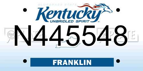 N445548 Kentucky License Plate