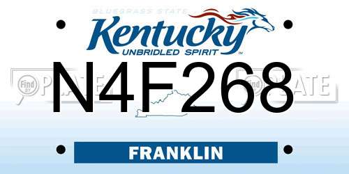 N4F268 Kentucky License Plate