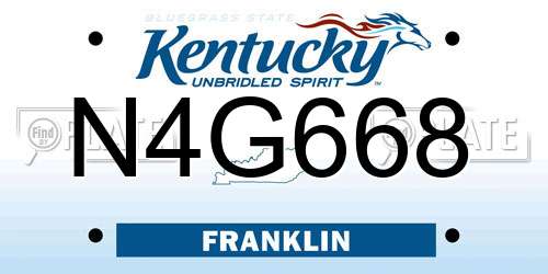 N4G668 Kentucky License Plate