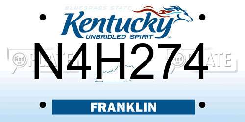 N4H274 Kentucky License Plate