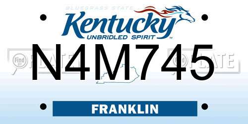 N4M745 Kentucky License Plate