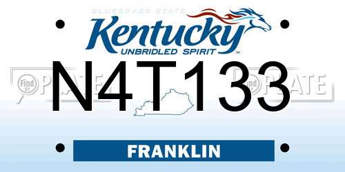 N4T133 Kentucky License Plate