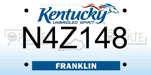 N4Z148 Kentucky License Plate