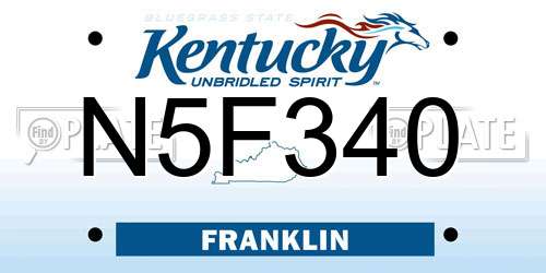 N5F340 Kentucky License Plate