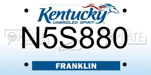 N5S880 Kentucky License Plate
