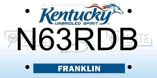 N63RDB Kentucky License Plate