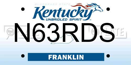 N63RDS Kentucky License Plate