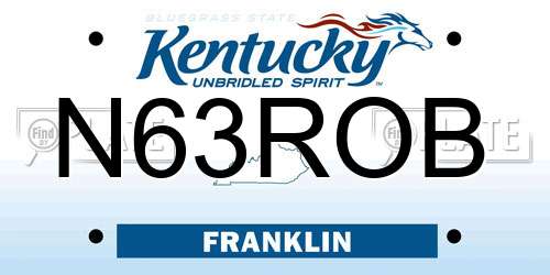 N63ROB Kentucky License Plate