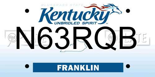 N63RQB Kentucky License Plate