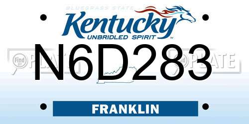 N6D283 Kentucky License Plate
